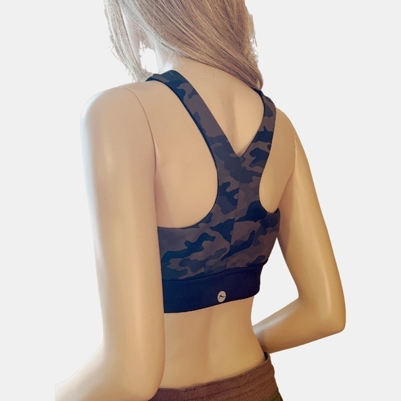 Camouflage Fitness Top Bra Cropped Tank Athletic Wear Yoga Gym Racerback - Picture 4 of 10